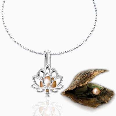 Lotus Armband + Auster mit Perle - Natürlich - Silber - 1 Stk.