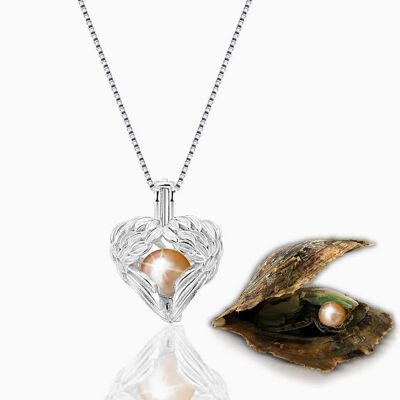 Schutzengel Halskette + Auster mit Perle - Natürlich - Silber - 1 Stk.