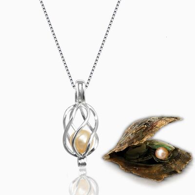 Helix Halskette + Auster mit Perle - Natürlich - Silber - 1 Stk.