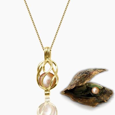 Helix Halskette + Auster mit Perle - Natürlich - Gold - 1 Stk.
