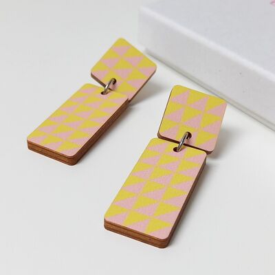 Joy Wooden Earrings Yellow/Pink