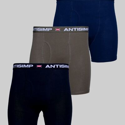 3-PAK / ANTISIMP™ - BOXERSHORTS / UNDERBUKSER (Black/Olive Green/Navy Blue)