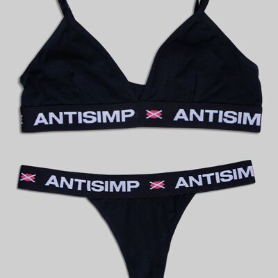 ANTISIMP WOMEN'S UNDERWEAR (Sort Top og G-strengæt)