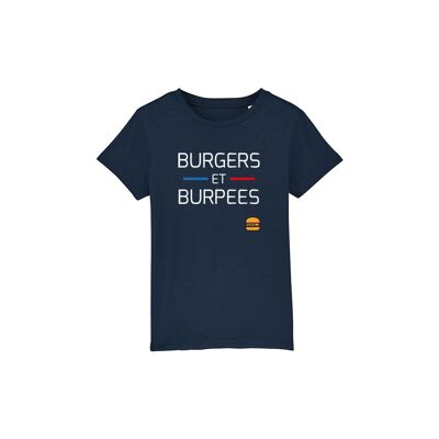 KIDS T-SHIRT - BURGERS AND BURPEES - Navy