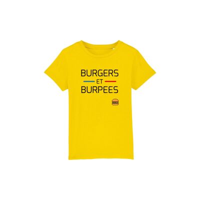 KIDS T-SHIRT - BURGERS AND BURPEES - Yellow