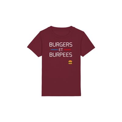 T-SHIRT KIDS - BURGERS AND BURPEES - Burgundy