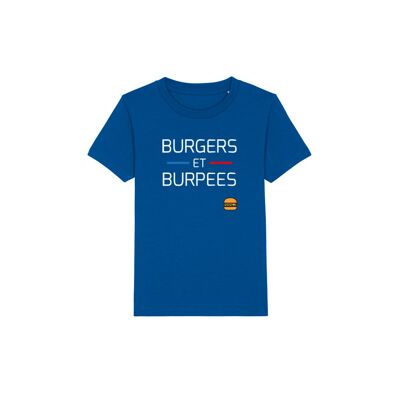 KIDS T-SHIRT - BURGERS AND BURPEES - Sea Blue