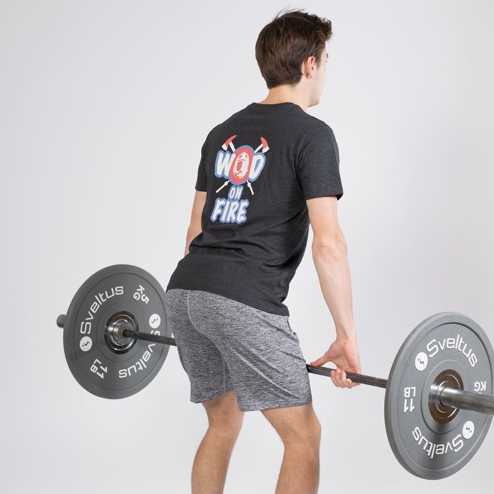 HERREN T-SHIRT - WOD ON FIRE - FEUERWEHR - Heather Black