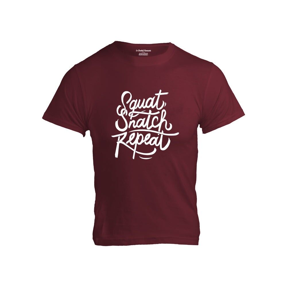 HERREN T-SHIRT - SQUAT SNATCH REPEAT - Burgund