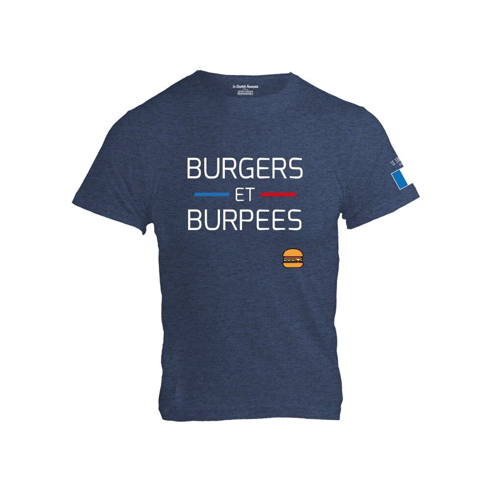 HERREN T-SHIRT - BURGER UND BURPEES - Heather Blue