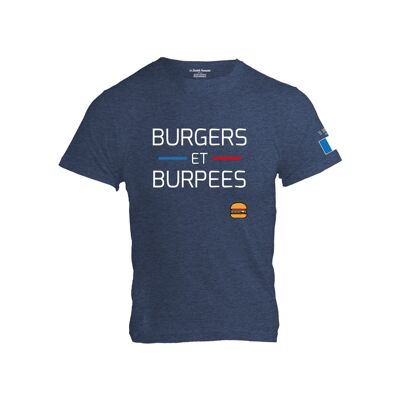 MEN'S T-SHIRT - BURGERS AND BURPEES - Heather Blue