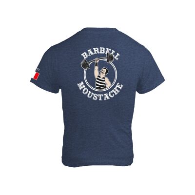 T-SHIRT HOMME - BARBELL MOUSTACHE - Bleu Chiné