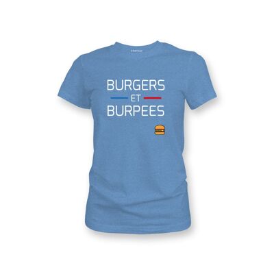 WOMEN'S T-SHIRT - BURGERS AND BURPEES - Oil Blue
