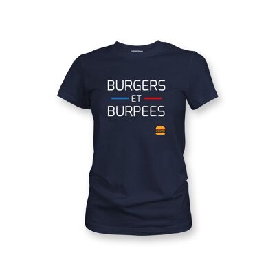 WOMEN'S T-SHIRT - BURGERS AND BURPEES - Navy