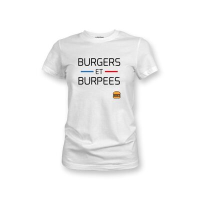 DAMEN T-SHIRT - BURGER UND BURPEES - Weiß