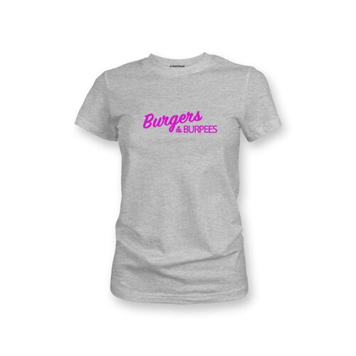 T-SHIRT FEMME - BURGERS & BURPEES - Gris Chiné