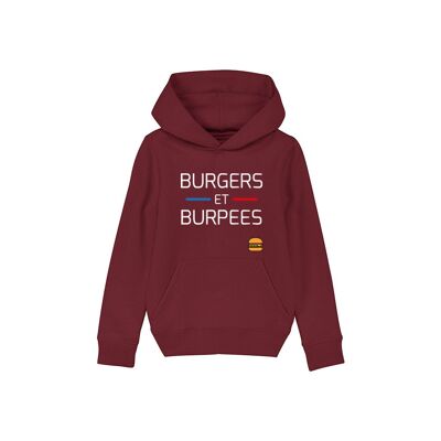 KIDS SWEATSHIRT - BURGERS AND BURPEES - Burgundy