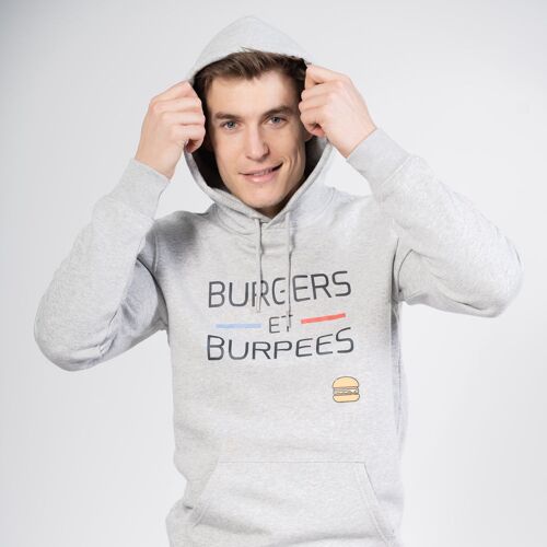 SWEAT-SHIRT - BURGERS ET BURPEES - Gris Chiné