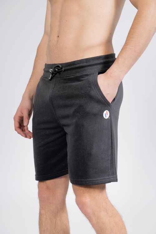 SHORT HOMME COTON BIO - LOGO - Noir