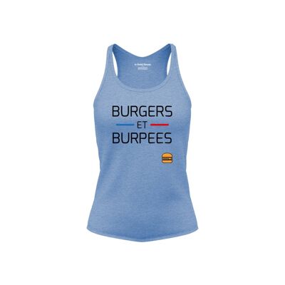 WOMEN'S TANK TOP - BURGERS AND BURPEES - Oil blue