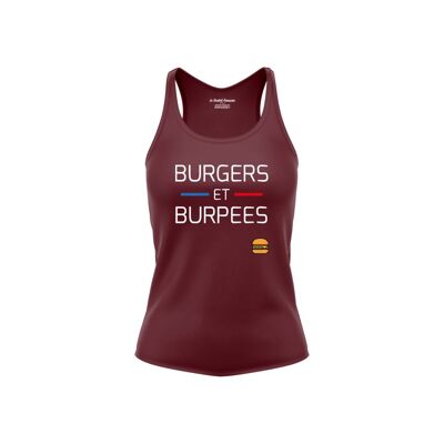 WOMEN'S TANK TOP - BURGERS AND BURPEES - Burgundy