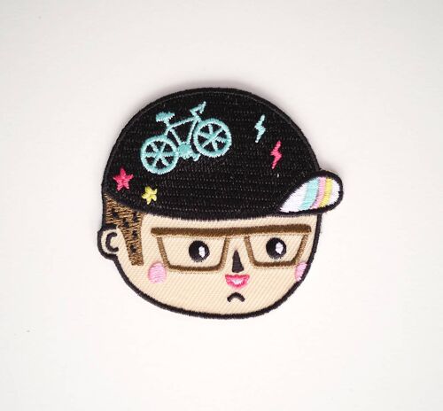 Bike Head Boy Iron On Patch