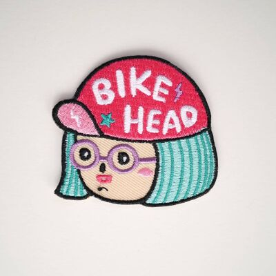 Fahrrad-Kopf-Mädchen-Eisen auf Patch