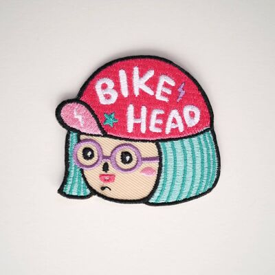 Fahrrad-Kopf-Mädchen-Eisen auf Patch