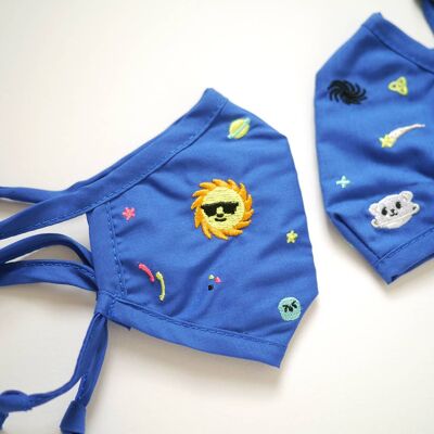 Space Out- Kids embroidered face mask
