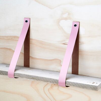 Leren plankdragers Oud Roze (excl. planche) set van 2 stuks, 4 cm, incl bev.materiaal