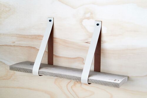 Leren plankdragers Creme set van 2 stuks, 4 cm, incl bev.materiaal (excl. plank)