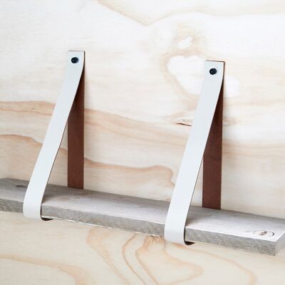 Leren plankdragers Creme set van 2 stuks, 4 cm, incl bev.materiaal (excl. plank)