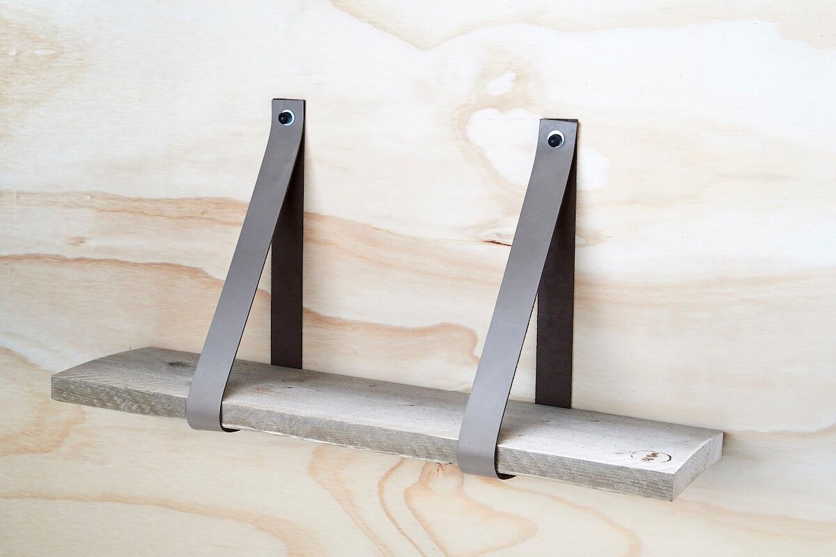 Leren plankdragers (excl. planche) set van 2 stuks, 4 cm, incl bev.materiaal Taupe