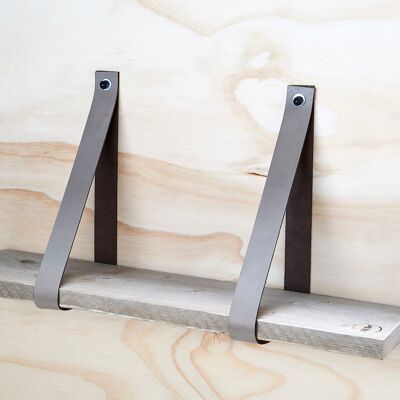 Leren plankdragers (escl. plank) set furgone 2 pezzi, 4 cm, incl bev.materiaal Taupe