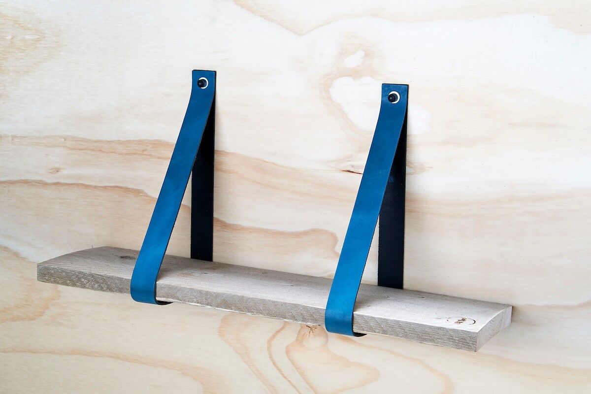 Leren plankdragers Petrol set van 2 stuks, 4 cm, incl bev.materiaal (excl. planche)