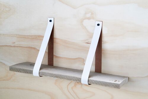 Leren plankdragers Wit set van 2 stuks, 4 cm, incl bev.materiaal (excl. plank)