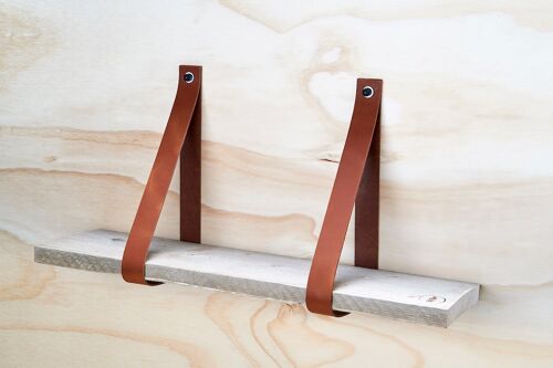 Leren plankdragers (excl. plank) set van 2 stuks, 4 cm, incl bev.materiaal   Grijs