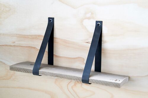 Leren Plankdragers antraciet grijs, set van 2 stuks, 4 cm (excl. plank)