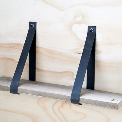 Leren Plankdragers antraciet grijs, set van 2 stuks, 4 cm (exkl. Plank)
