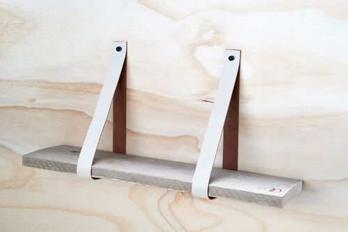 Leren Plankdragers Creme, set van 2 stuks, 4 cm     - 80 cm