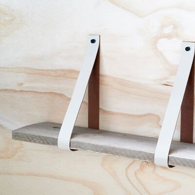 Leren Plankdragers Creme, set van 2 stuks, 4 cm     - 90 cm