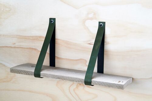 Leren Plankdragers Legergroen, set van 2 stuks, 4 cm    70 cm