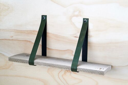 Leren Plankdragers Legergroen, set van 2 stuks, 4 cm     80 cm