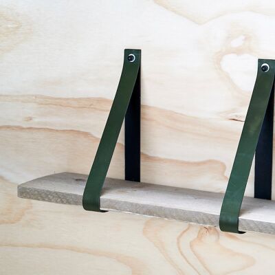 Leren Plankdragers Legergroen, set van 2 stuks, 4 cm     80 cm