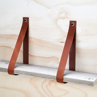 Leren Plankdragers Cognac, set furgone 2 pezzi, 4 cm 45 cm