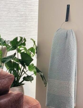 Leren handdoekring Zwart