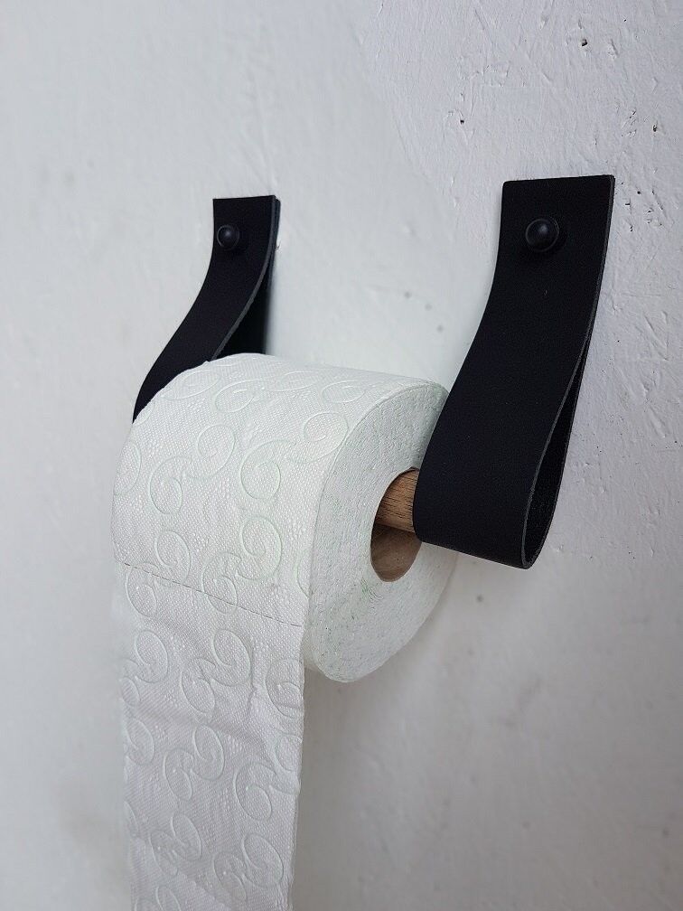 Leren toiletrol houder - Okergeel