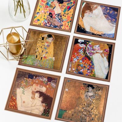 TABLE PLACEMAT SET OF 6 DIFFERENT ARTWORKS "GUSTAV KLIMT"