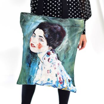 TOTE BAG GUSTAV KLIMT "PORTRAIT DE FEMME" 40x40 cm (plus 10 cm de bas) 2