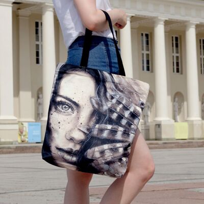 TOTE BAG "GIRL WITH A FEATHER"